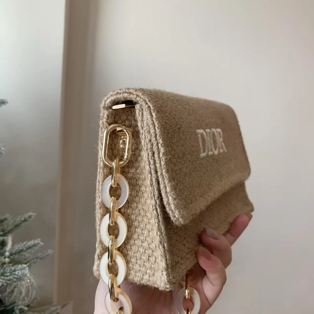 Dior Raffia Straw Bag Acrylic shoulder strap - Picture 7 of 13